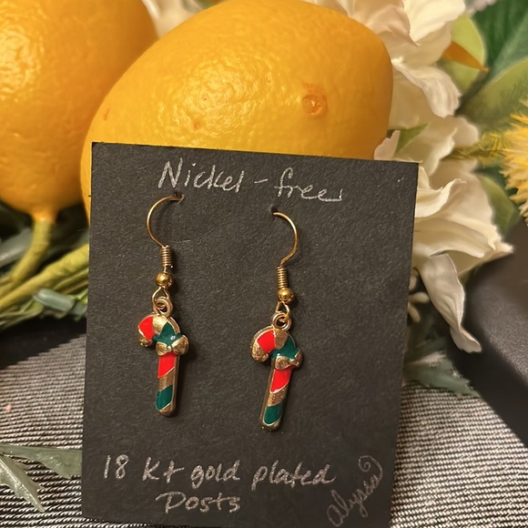 Candy Cane Earrings- handmade - Picture 2 of 3